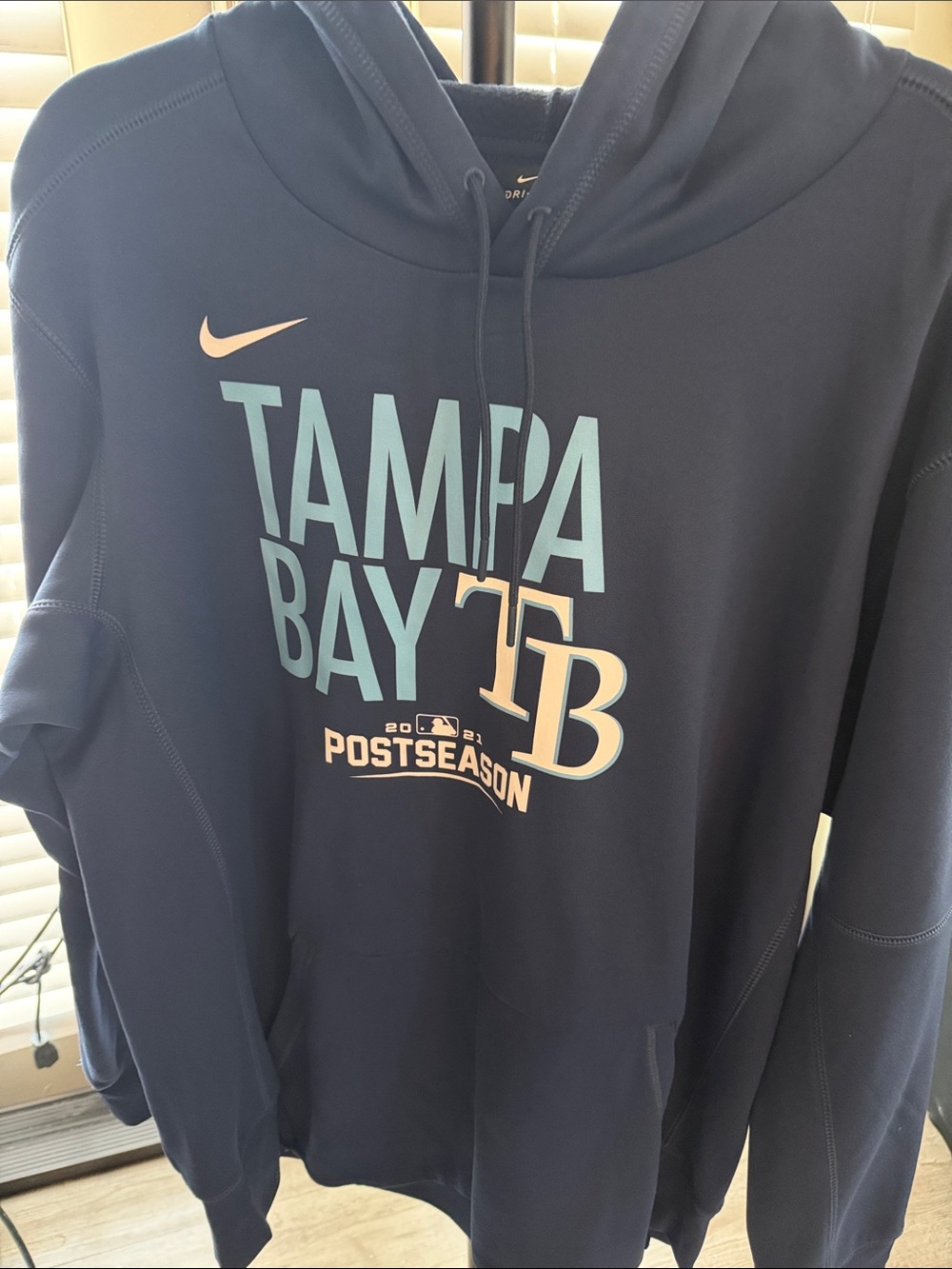 Nike Navy Tampa Bay Postseason Crewneck Hoodie with Teal and Cream Accents